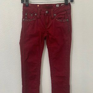MISS ME Jeans Size 10 Bling Burgundy Wine Maroon
